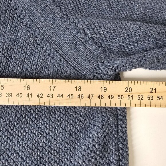 Wrap London Crewneck Pullover Sweater Women's Open Knit Boxy Blue Cotton 6/Small - Picture 7 of 9
